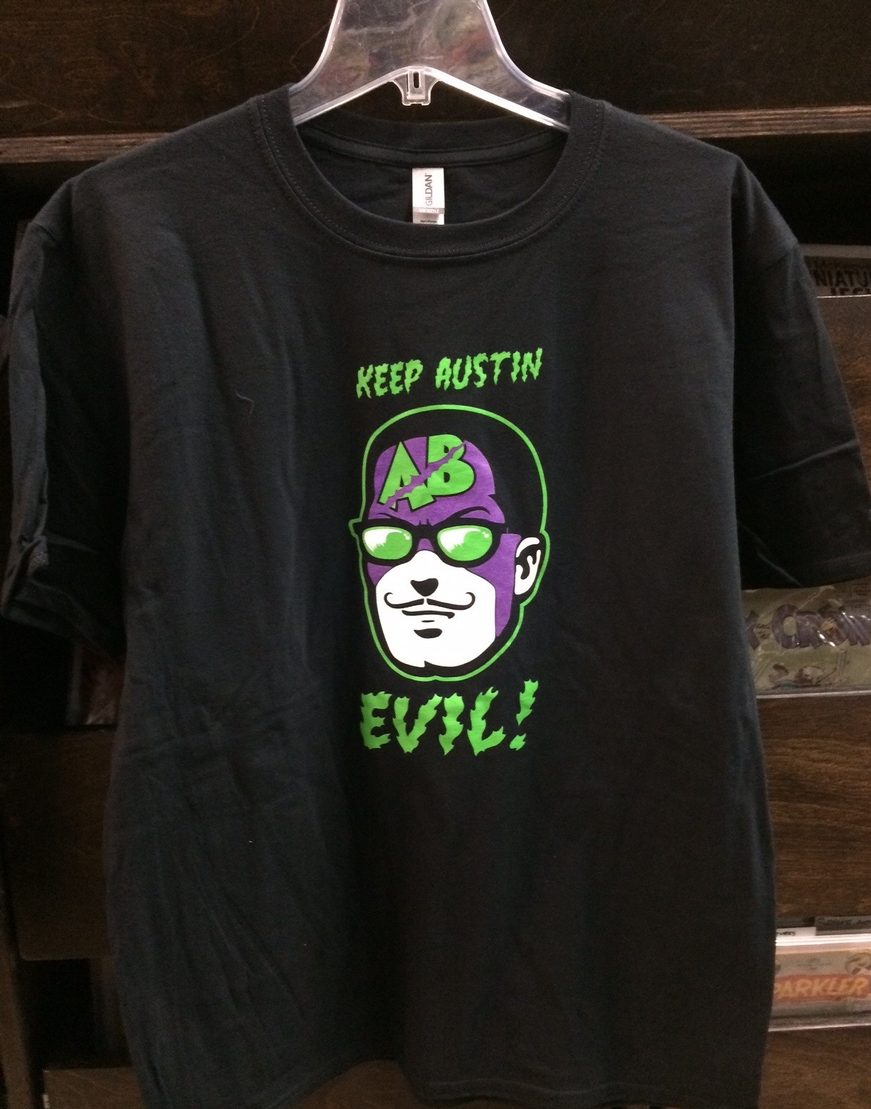 Keep Austin Evil Austin Books T-Shirt Youth XL