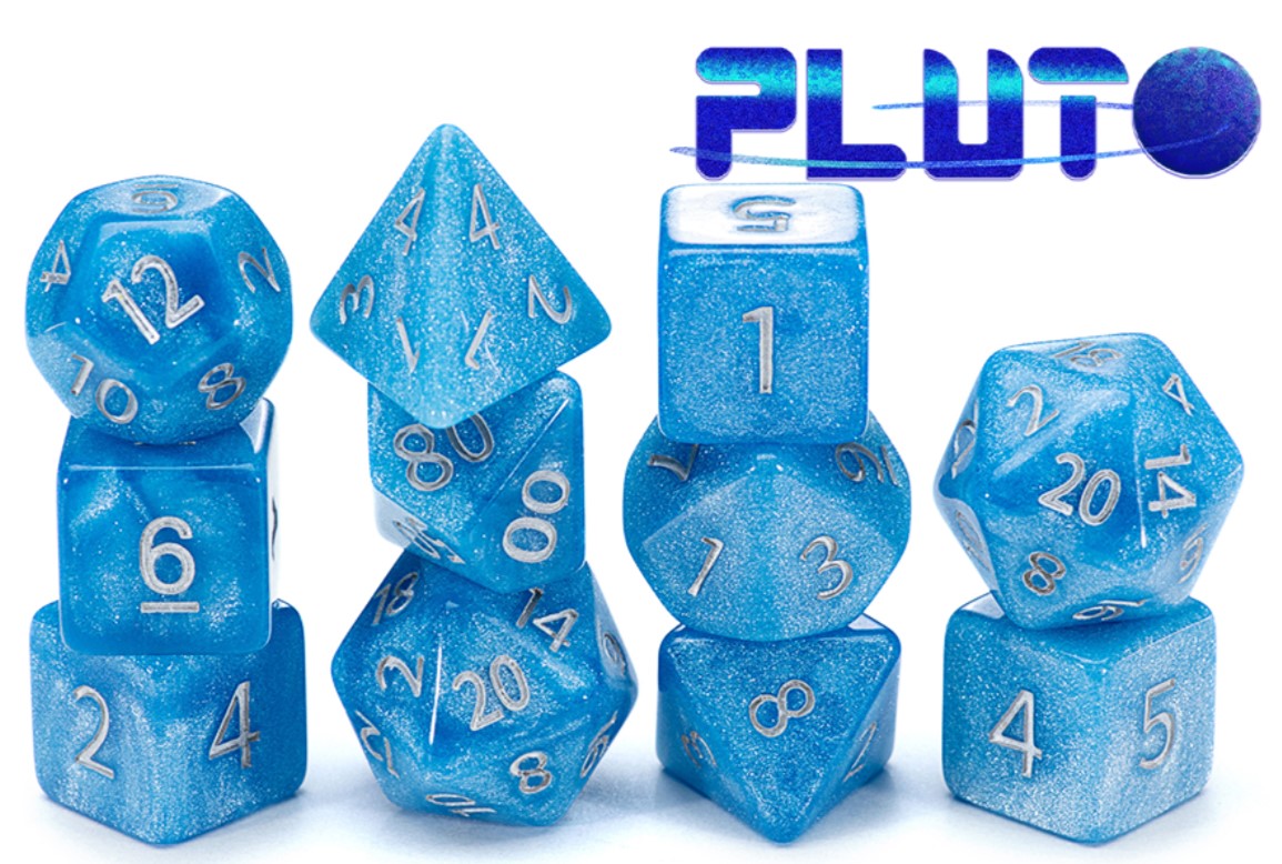 Gate Keeper Mercurial Dice: Pluto - Burney's Brilliant Blue Opaque Resin Polyhedral 7-Die Set