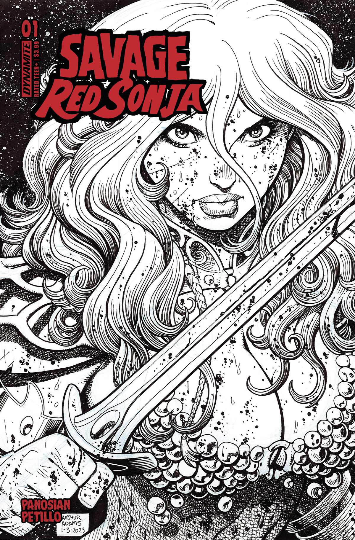 Savage Red Sonja #1 Cover F 1 for 10 Incentive Adams Line Art