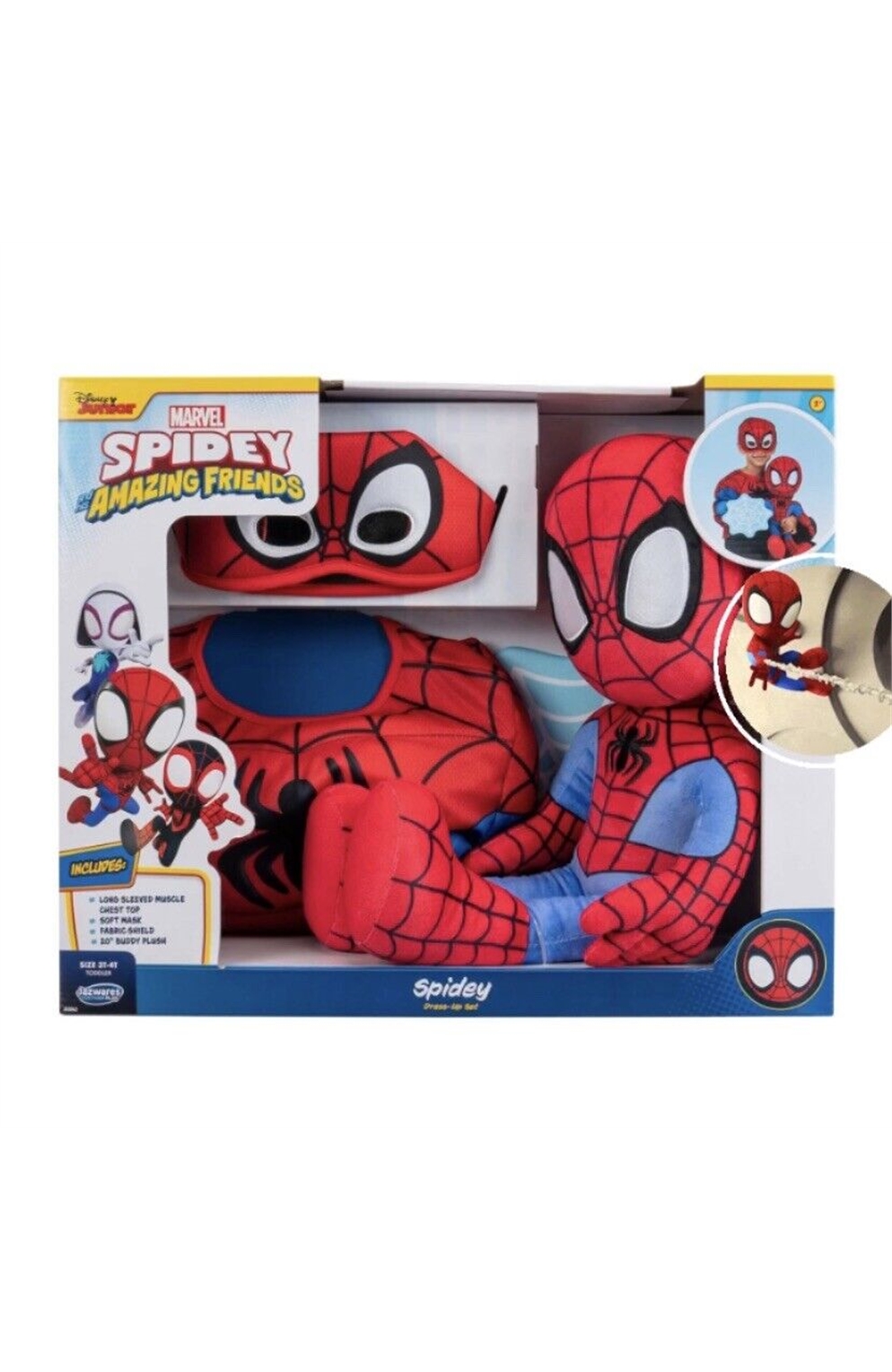 Spidey And His Amazing Friends Toddler Costume W/ Plush Dress Up 3T-4T Spidey