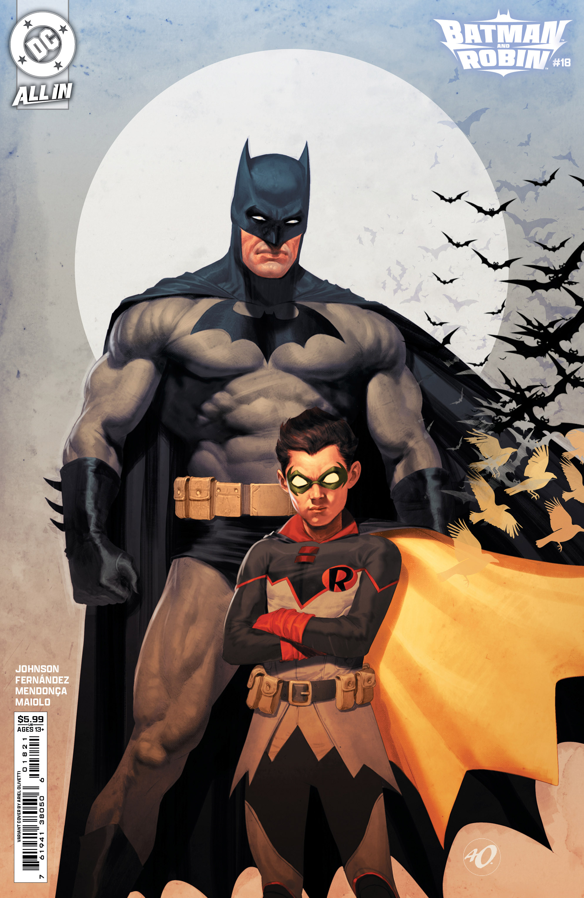 Batman and Robin #18 Cover B Ariel Olivetti Card Stock Variant