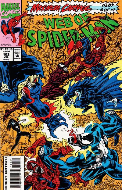 Web of Spider-Man #102 [Direct Edition]-Very Fine (7.5 – 9) First Meeting of Morbius And Venom