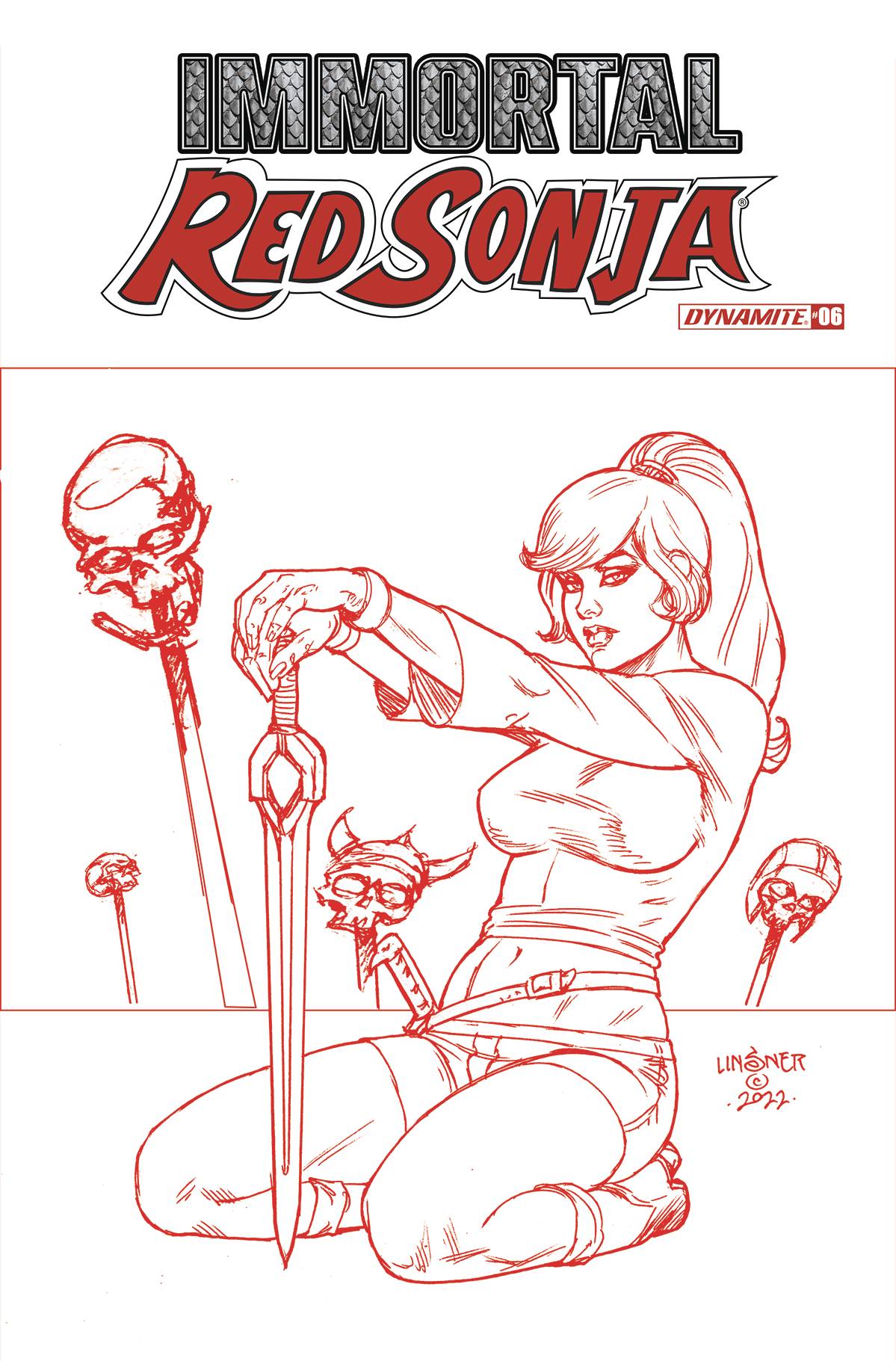 Immortal Red Sonja #6 Cover P 1 for 10 Last Call Incentive Linsner Fiery Red Variant