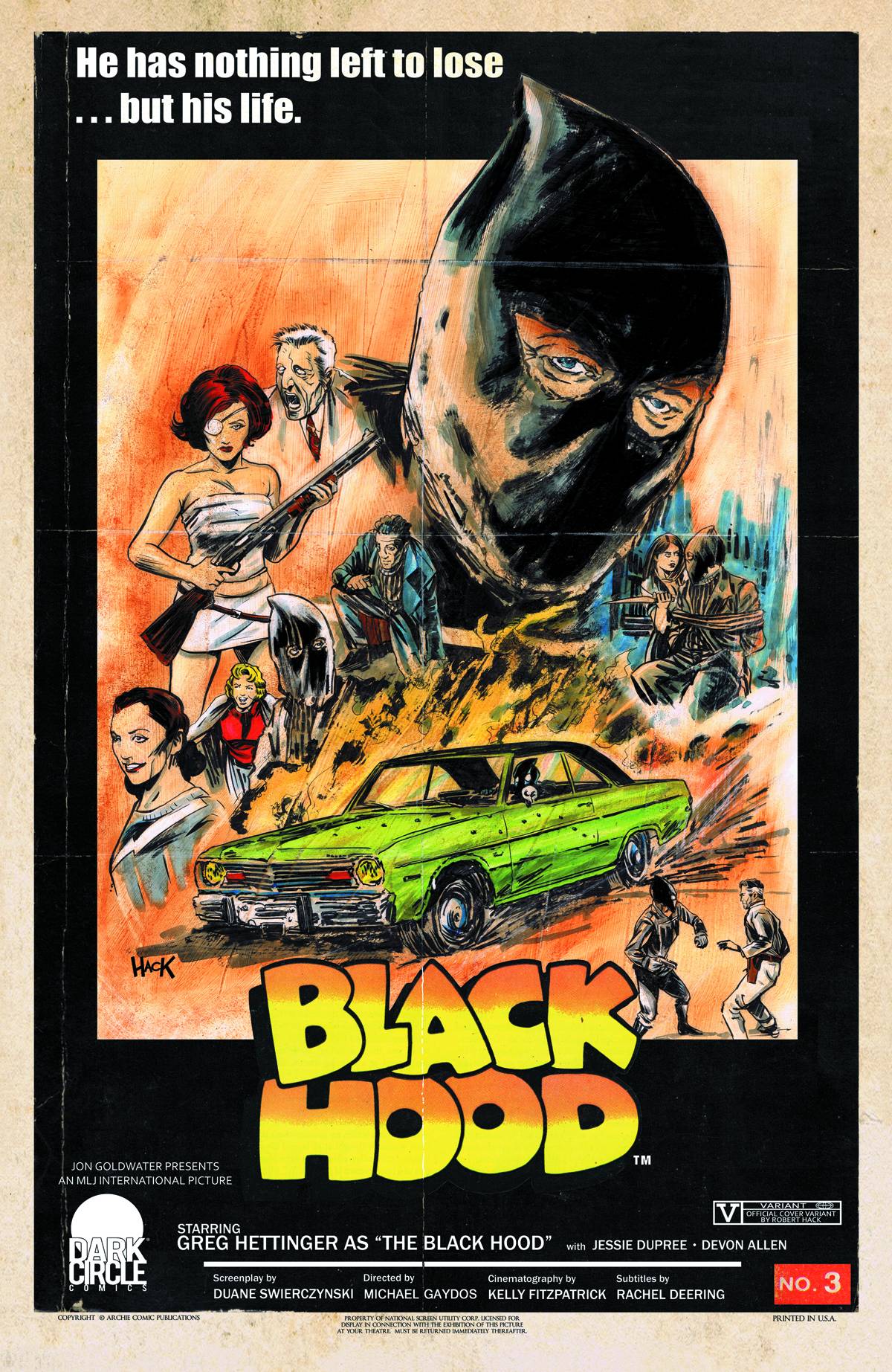 Black Hood #3 Dark Circle Movie Throwback Variant Cover