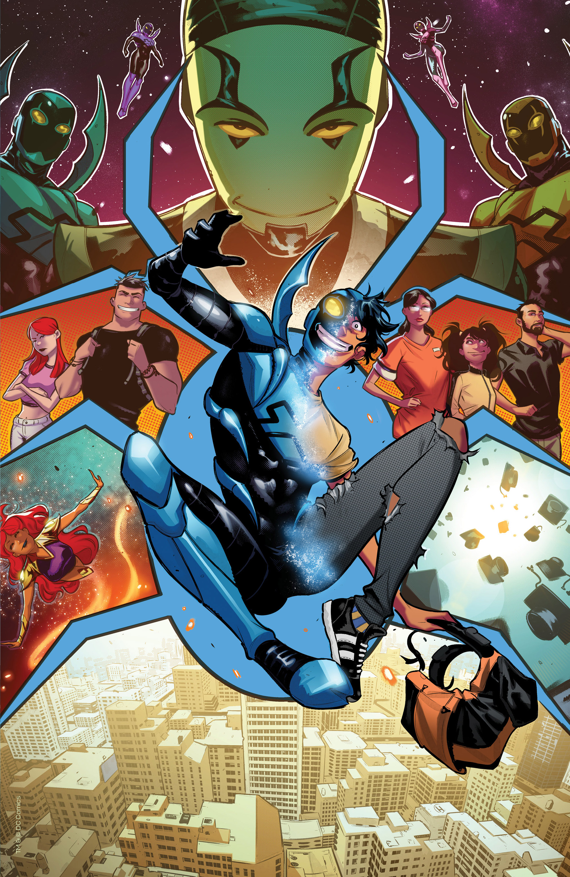Blue Beetle Graduation Day #1 Cover F Adrian Gutierrez Foil Card Stock Variant Polybag With Papel Pi