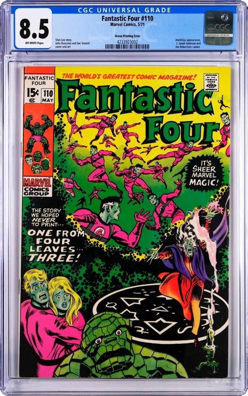 Fantastic Four #110 (Green Printing Error) Cgc 8.5 Vf+ (O)