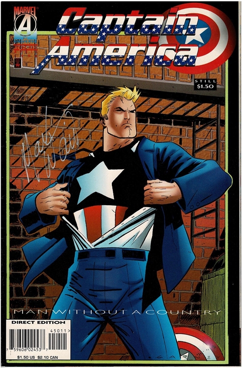 Captain America #450 [Direct Edition] - Fn/Vf, Signed By Mark Waid