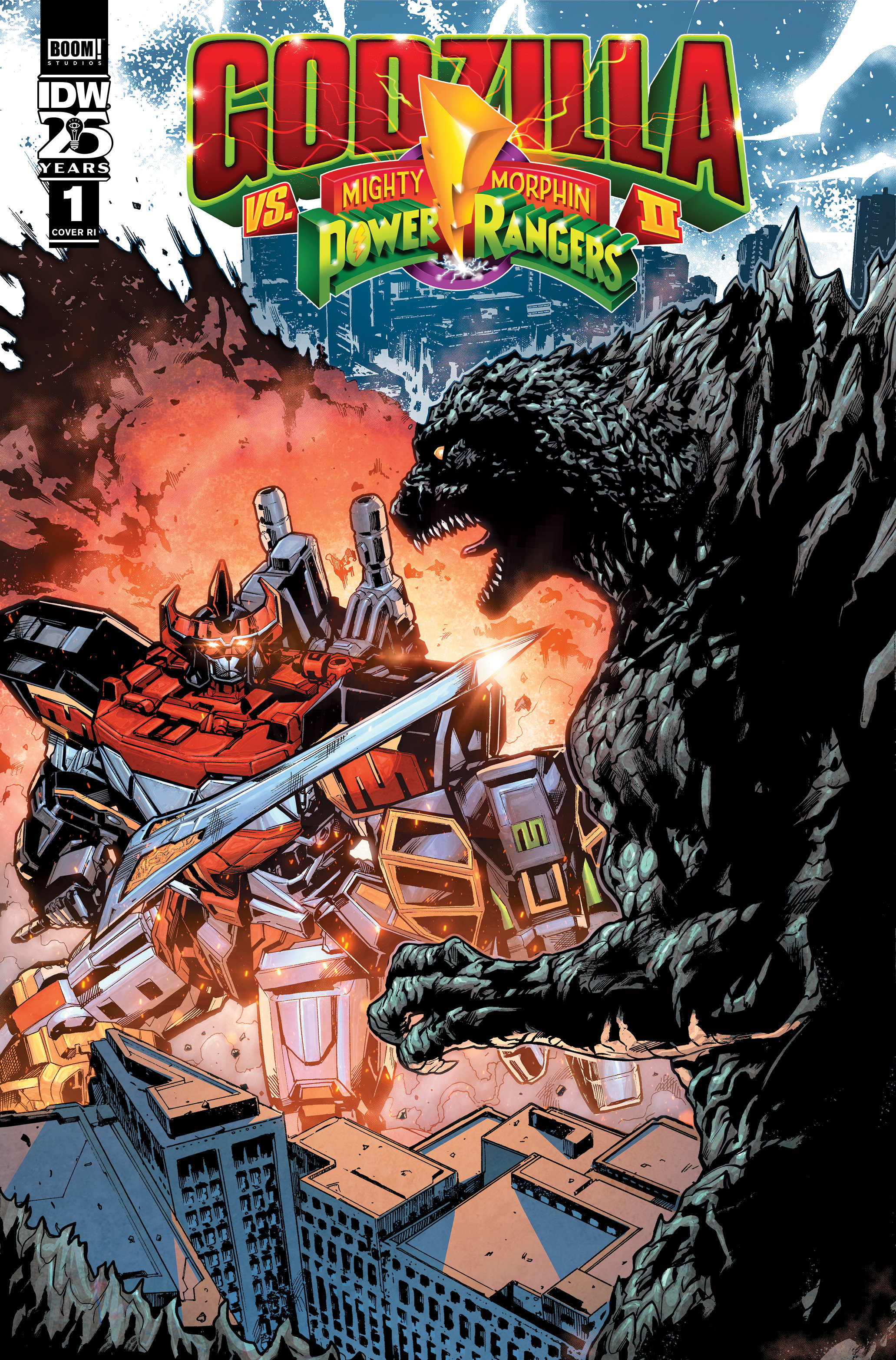 Godzilla Vs. The Mighty Morphin Power Rangers II #1 Cover Prasetya 1 for 10 Incentive Variant