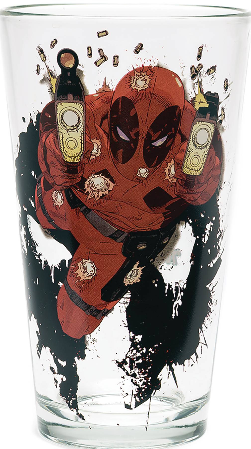 Toon Tumblers Deadpool Shooting Clear Pint Glass