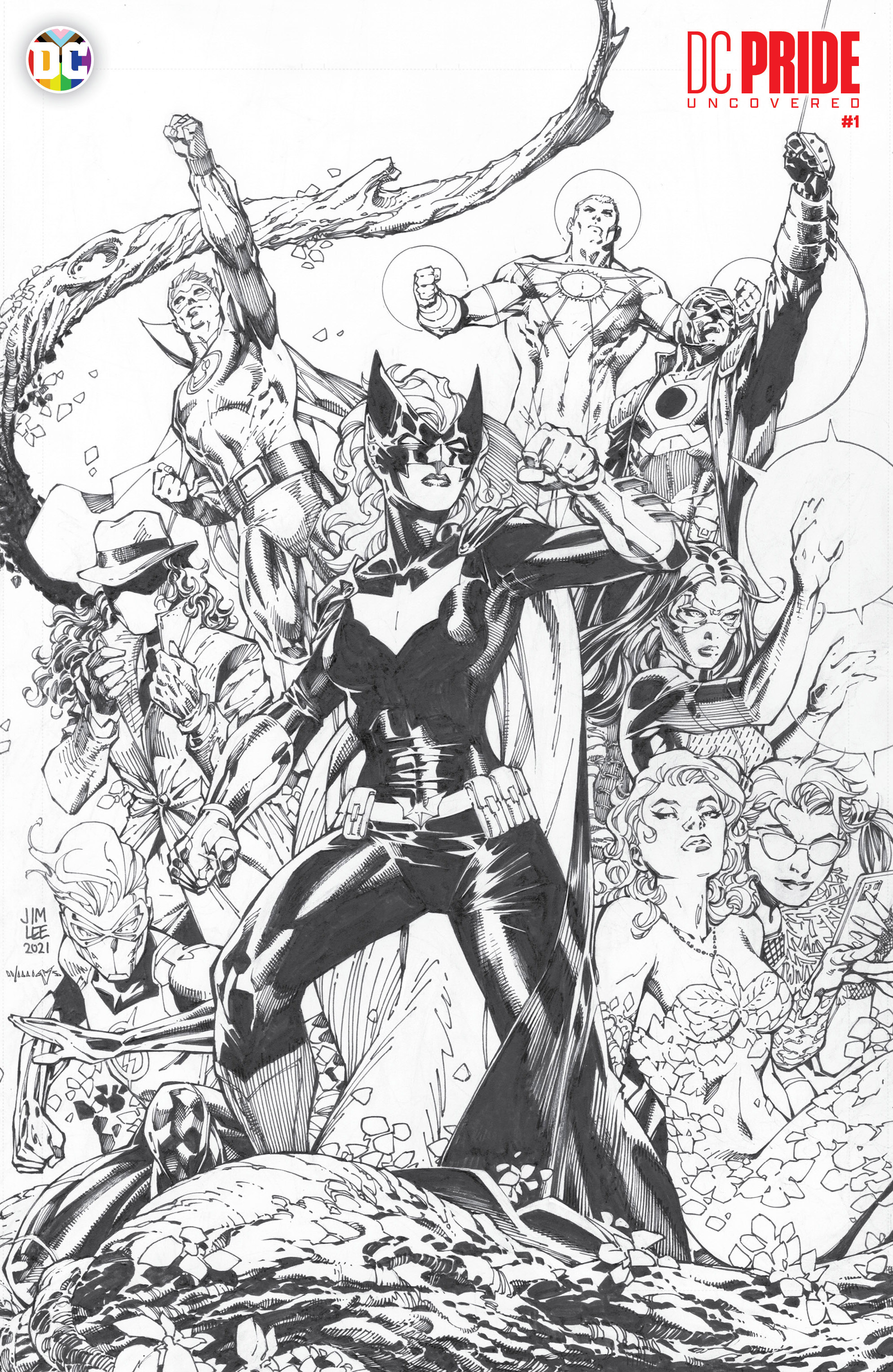 DC Pride Uncovered #1 (One Shot) Cover F 1 for 50 Incentive Jim Lee & Scott Williams Black & White Variant