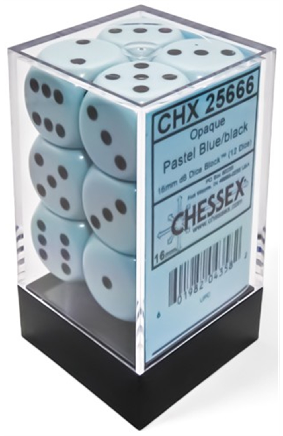 Chessex Dice Opaque Pastel Blue D6 16Mm (12)