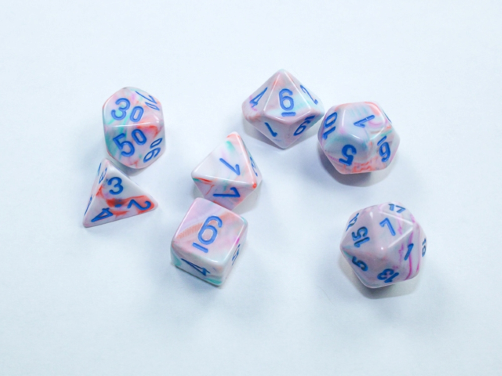 Festive: Mini-Polyhedral Pop Art/blue 7-Die set