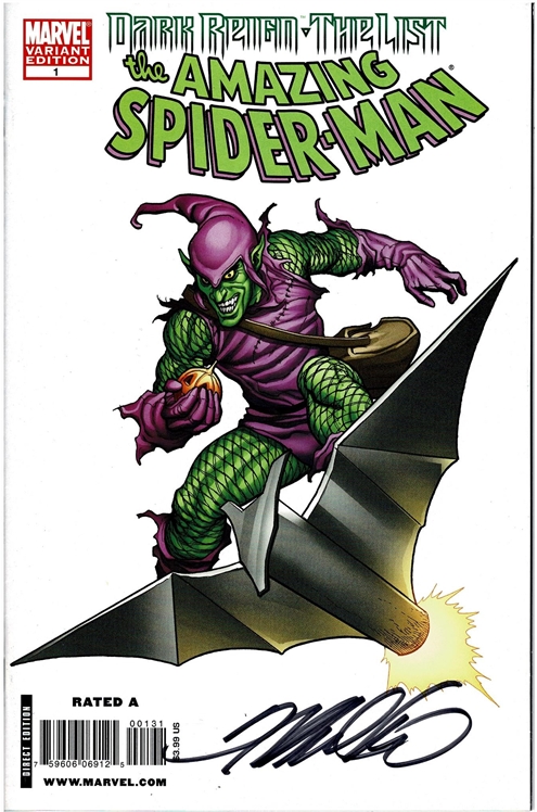 Dark Reign: The List - Amazing Spider-Man #1 [Cho Green Goblin Variant]-Very Fine, Signed By Cho