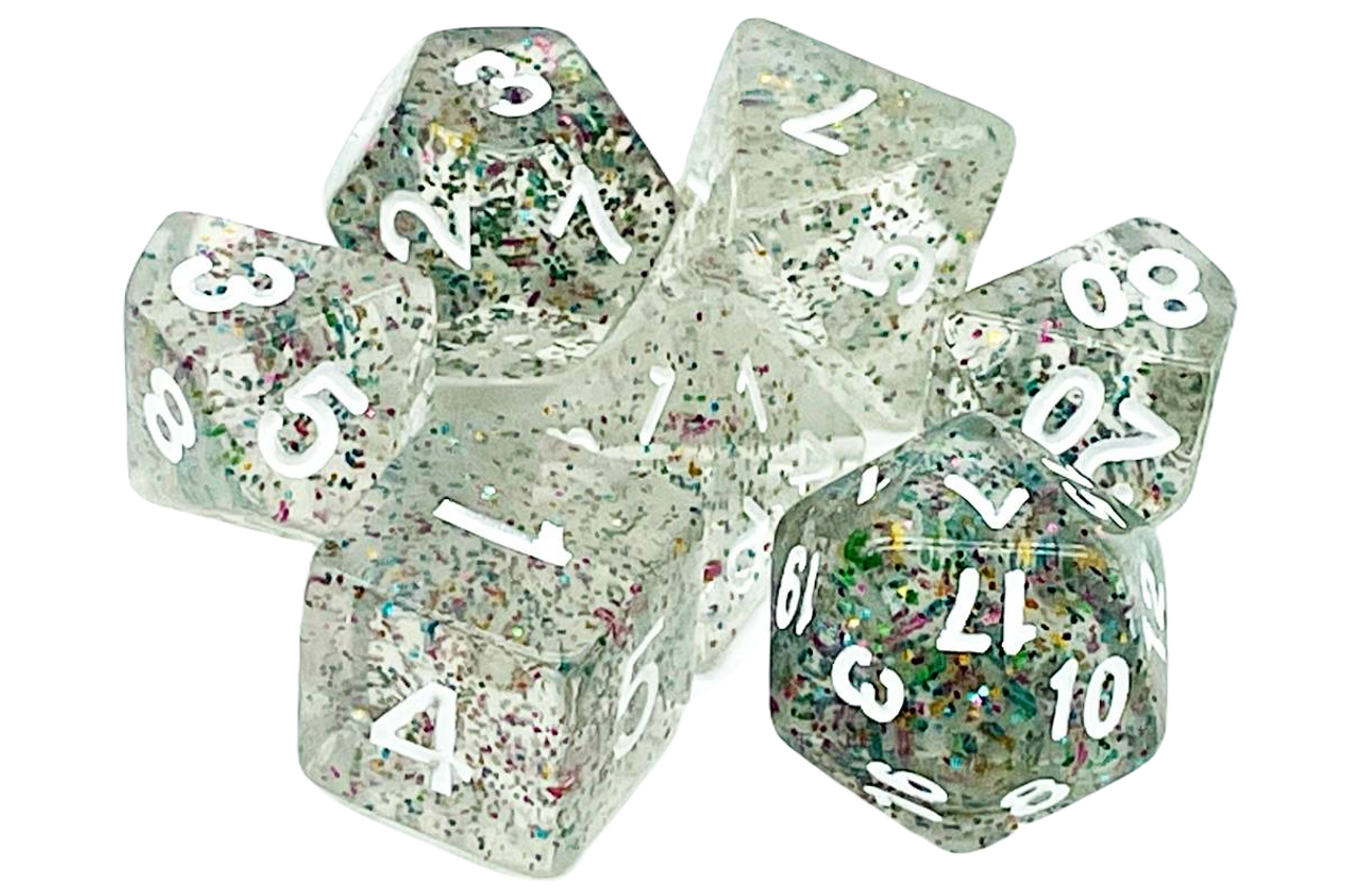 Old School 7 Piece Dnd Rpg Dice Set Particles - Happy New Year!