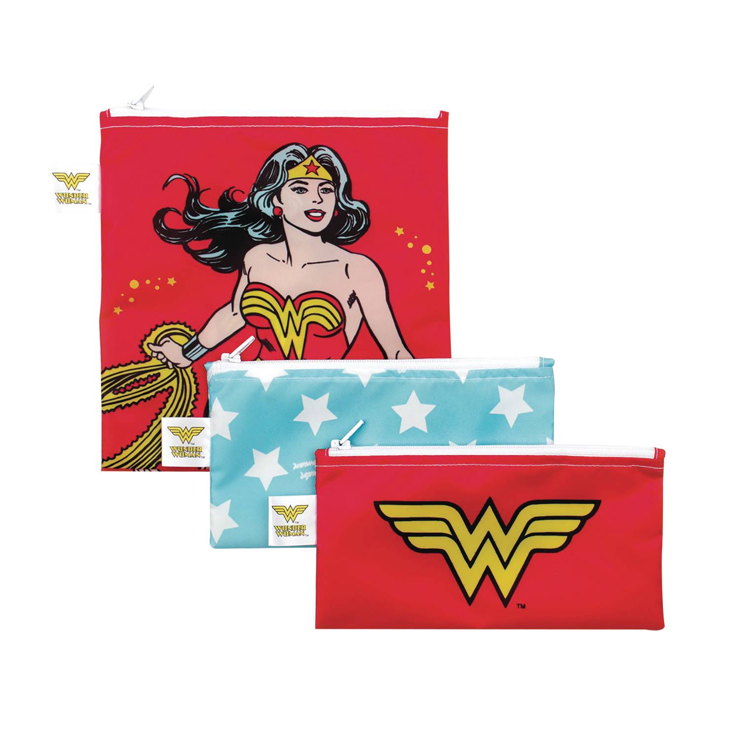 DC Comics Wonder Woman 3 Pack Reusable Snack Bag Set