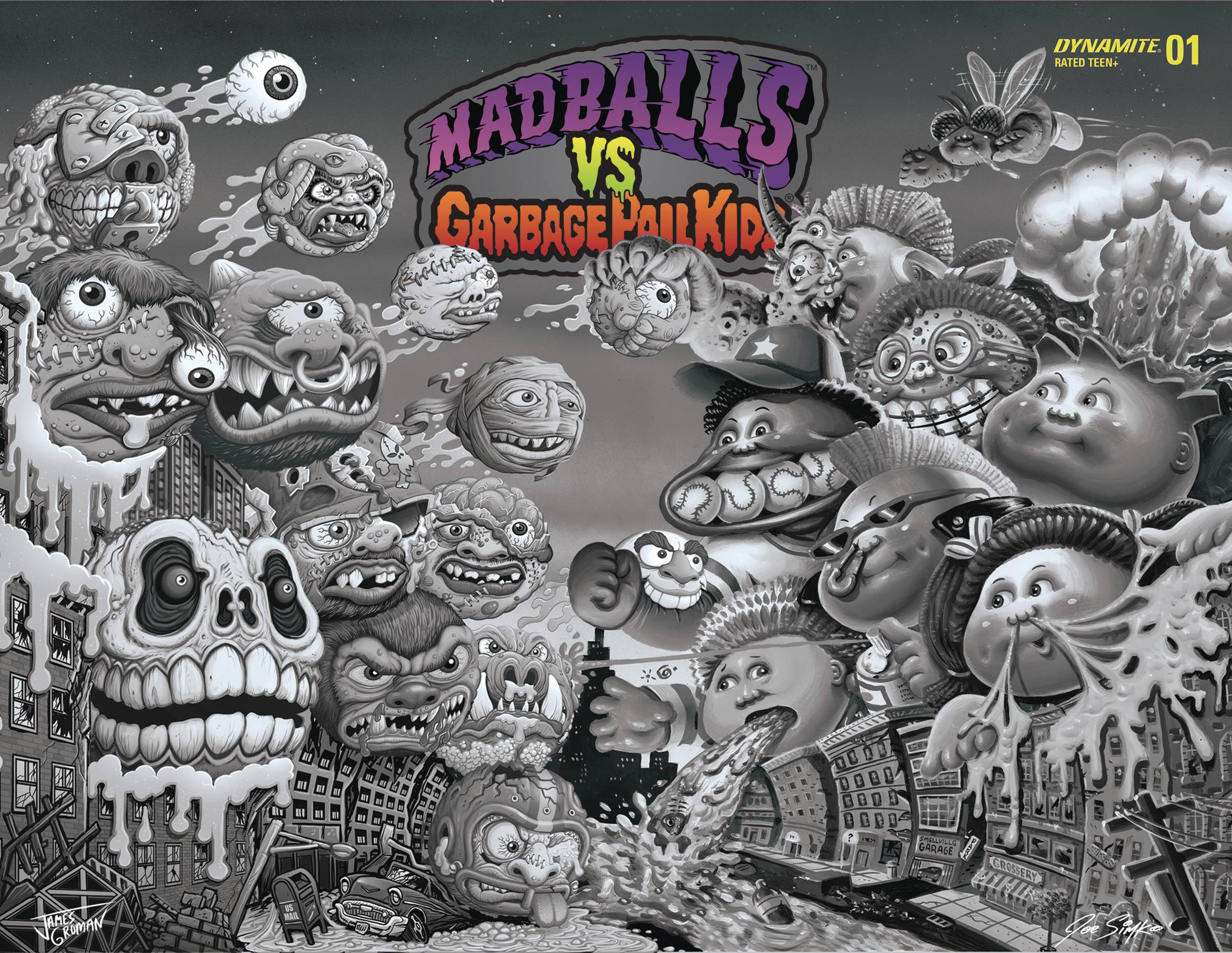 Madballs Vs Garbage Pail Kids #1 Cover N 10 Copy Last Call Incentive Simko & James Groman Wrap Black & White