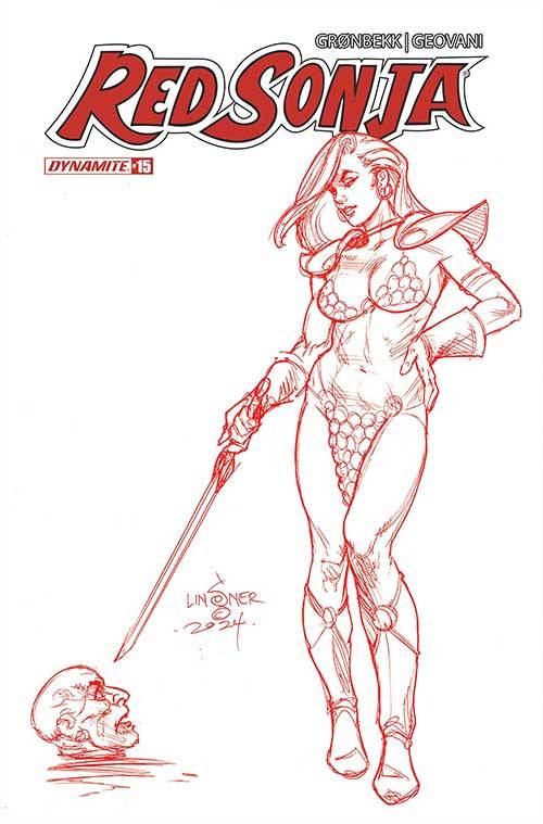 Red Sonja 2023 #15 Cover Q 10 Copy Invv Linsner Fiery Red Line Art