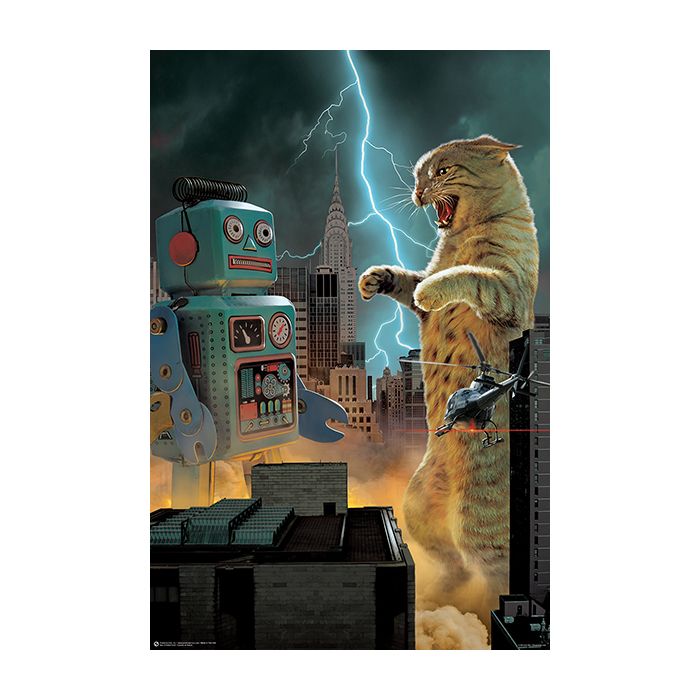 Catzilla Vs Robot Poster