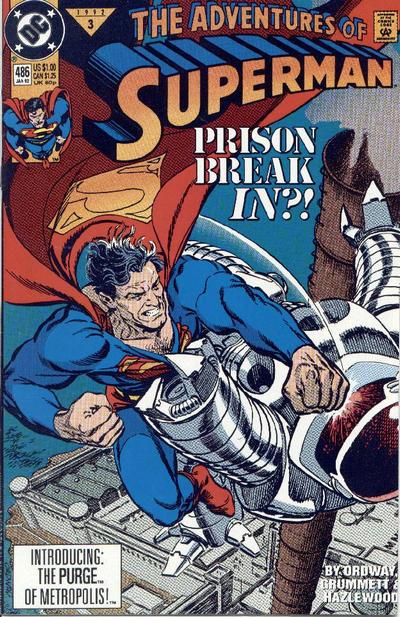 Adventures of Superman #486 [Direct]-Very Fine (7.5 – 9)  Purge's First Appearance.