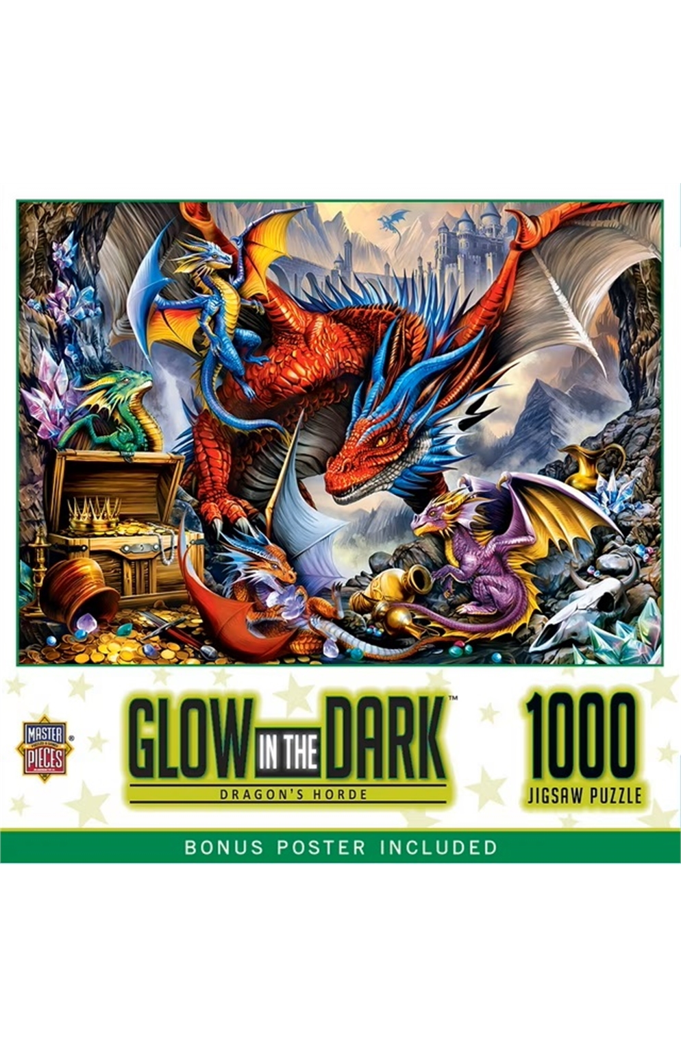 Master Pieces Dragon's Horde 1000 Piece Glow In The Dark Puzzle 