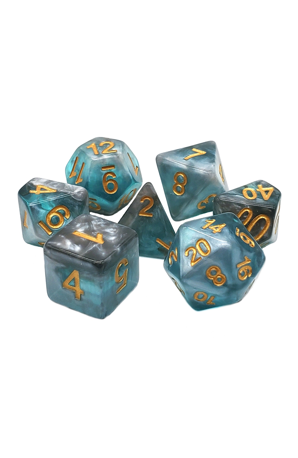 Old School 7 Piece Dnd Rpg Dice Set: Gradients - Cold Steel