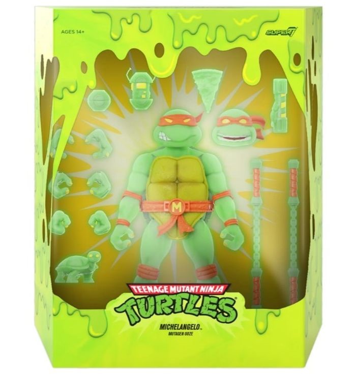 Teenage Mutant Ninja Turtles Ultimates Michaelangelo Mutagen Ooze Glow In The Dark Action Figure