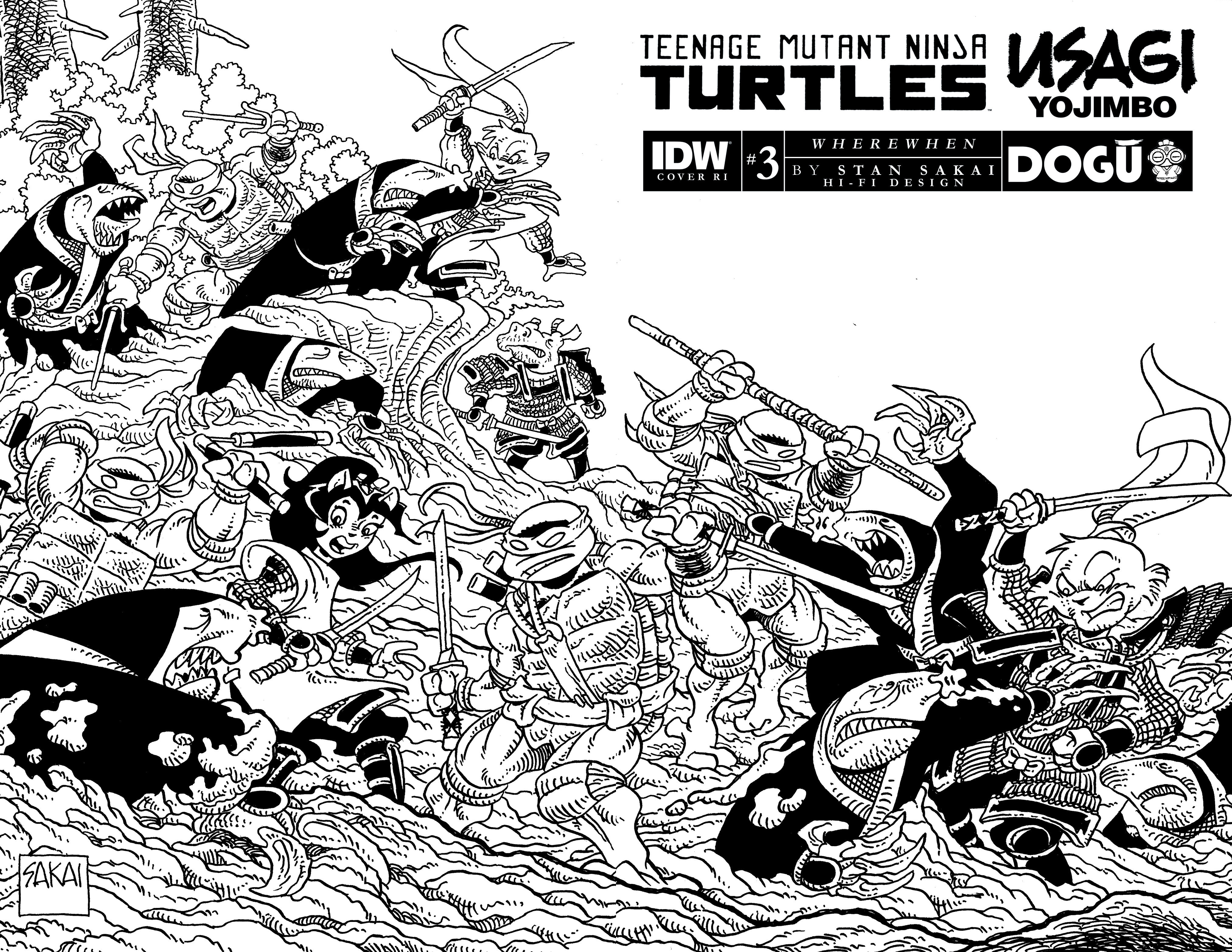 Teenage Mutant Ninja Turtles/Usagi Yojimbo WhereWhen #3 Cover D 1 for 25 Incentive Black & White Sakai