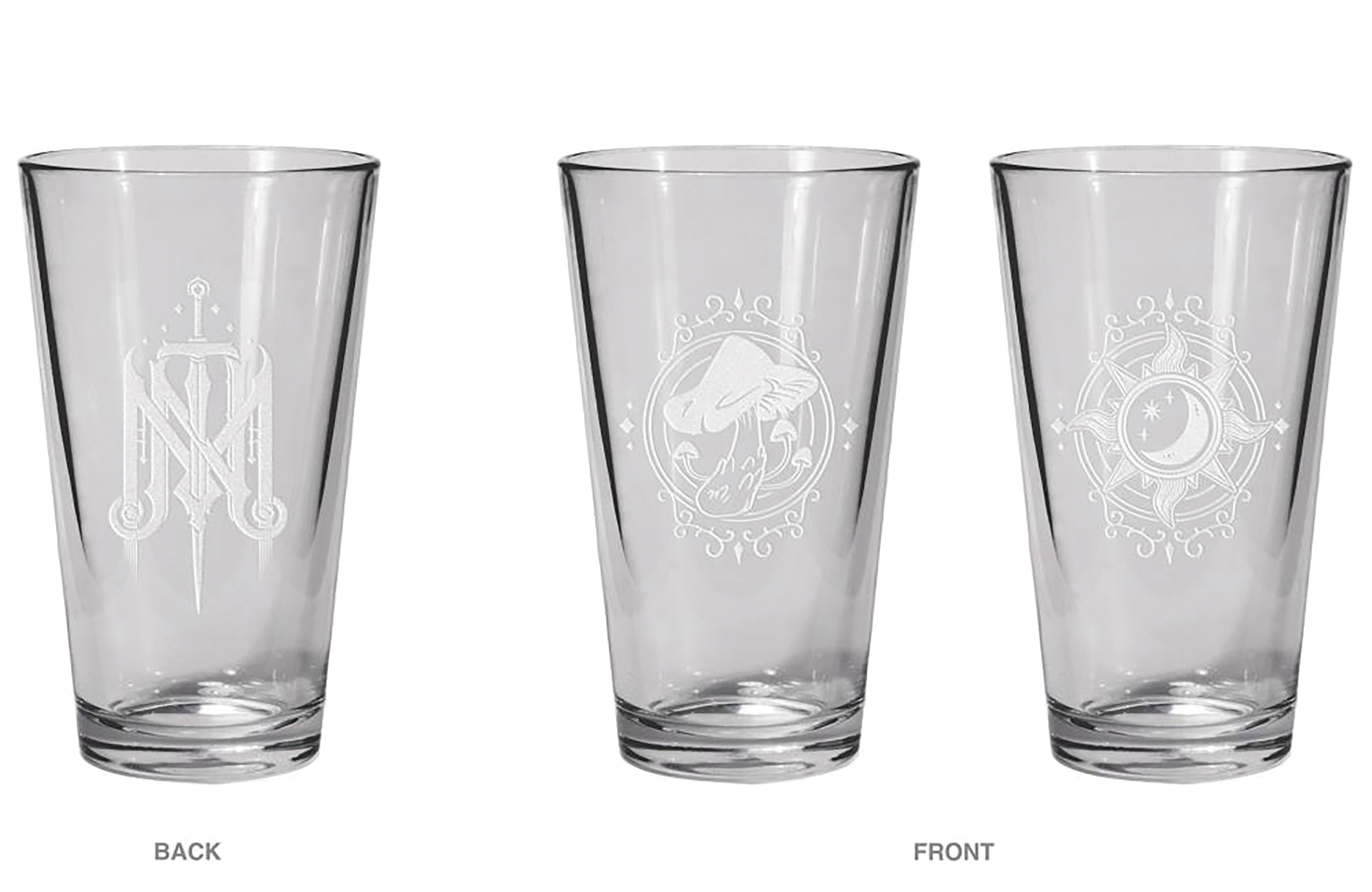 Critical Role Mighty Nein Pint Glass Set Caduceus Clay & Mollymauk Tealeaf