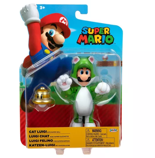 Nintendo Super Mario - Cat Luigi with Super Bell 4 inch Figure