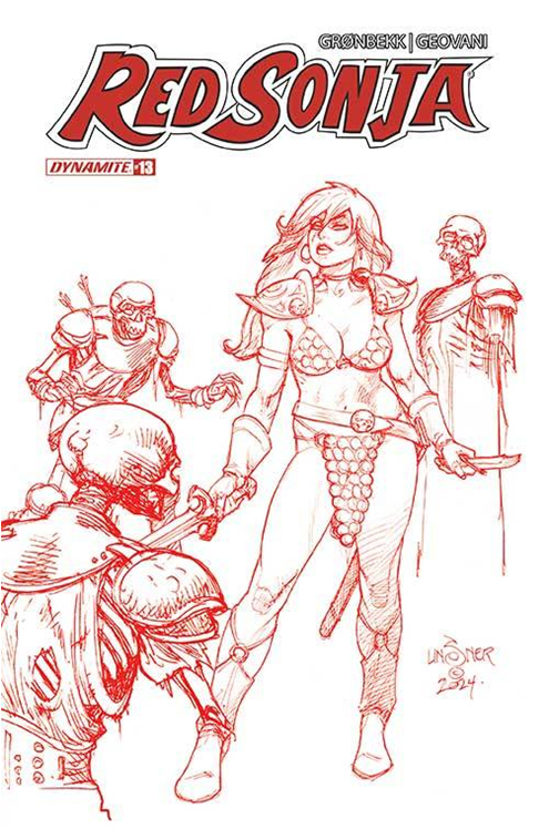 Red Sonja 2023 #13 Cover Q 1 for 10 Incentive Linsner Fiery Red Line Variant