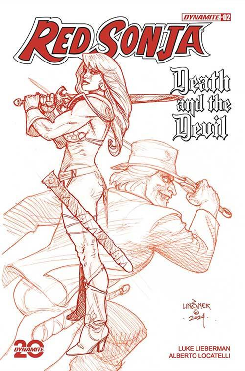 Red Sonja Death and the Devil #2 Cover L 7 Copy Linsner Red Line Art