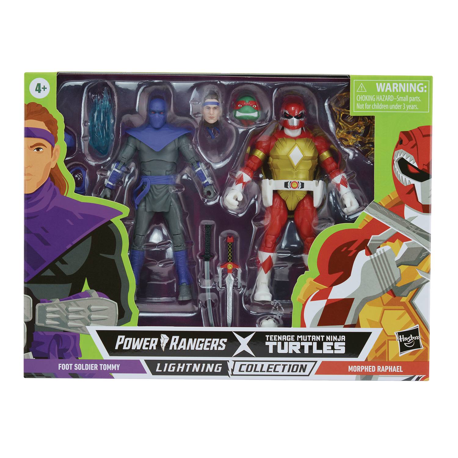 Mighty Morphin Power Rangers X Teenage Mutant Ninja Turtles Lightning Raph & Foot Soldier Action Figure 2-Pack Case