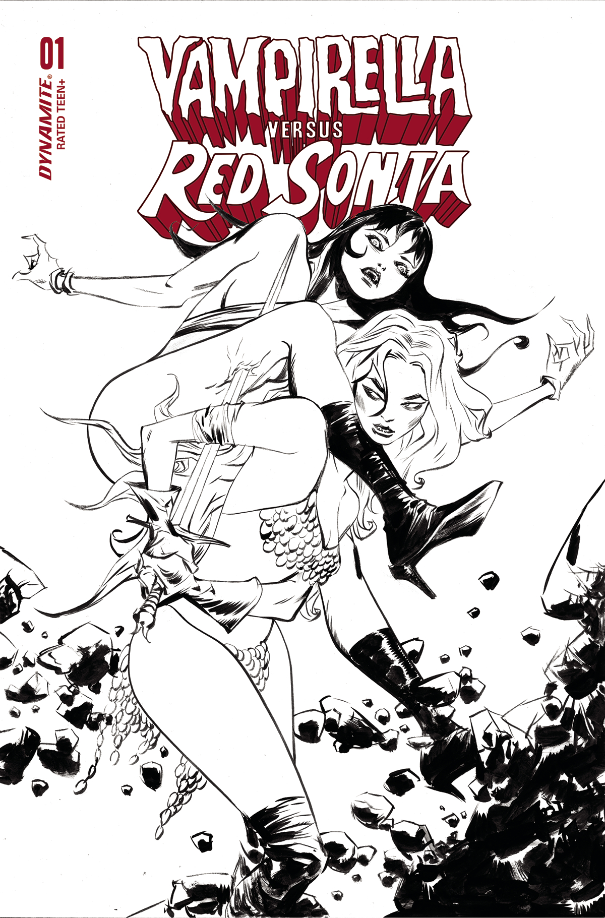 Vampirella Vs Red Sonja #1 Cover I 1 for 20 Incentive Lee Black & White