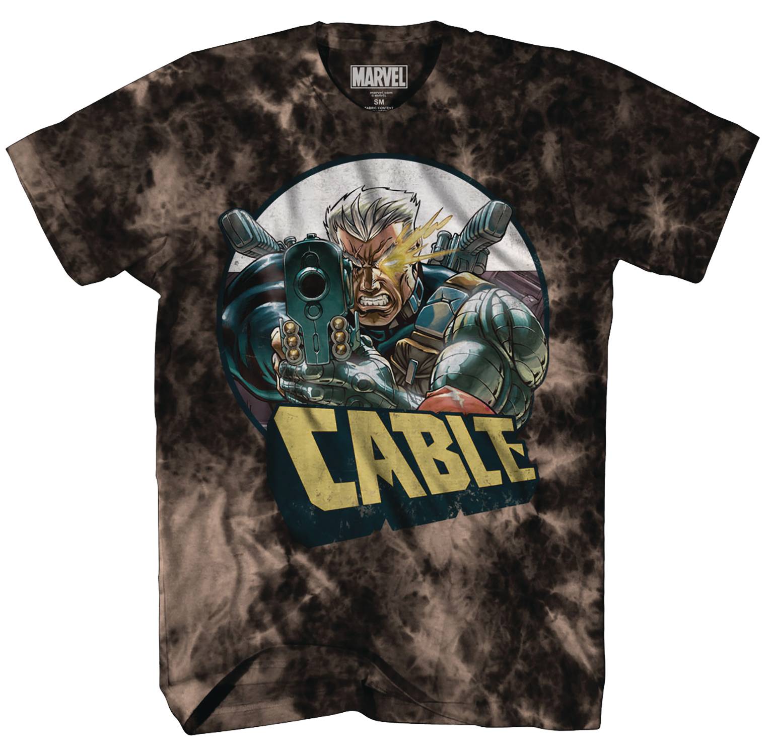 Marvel Cable Aim Black Acid-Wash Px T-Shirt Large