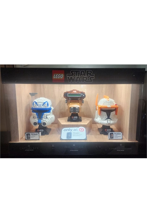 Star Wars Lego Helmet Led Store Display (75349 Rex, 75351 Leia, 75350 Cody) 