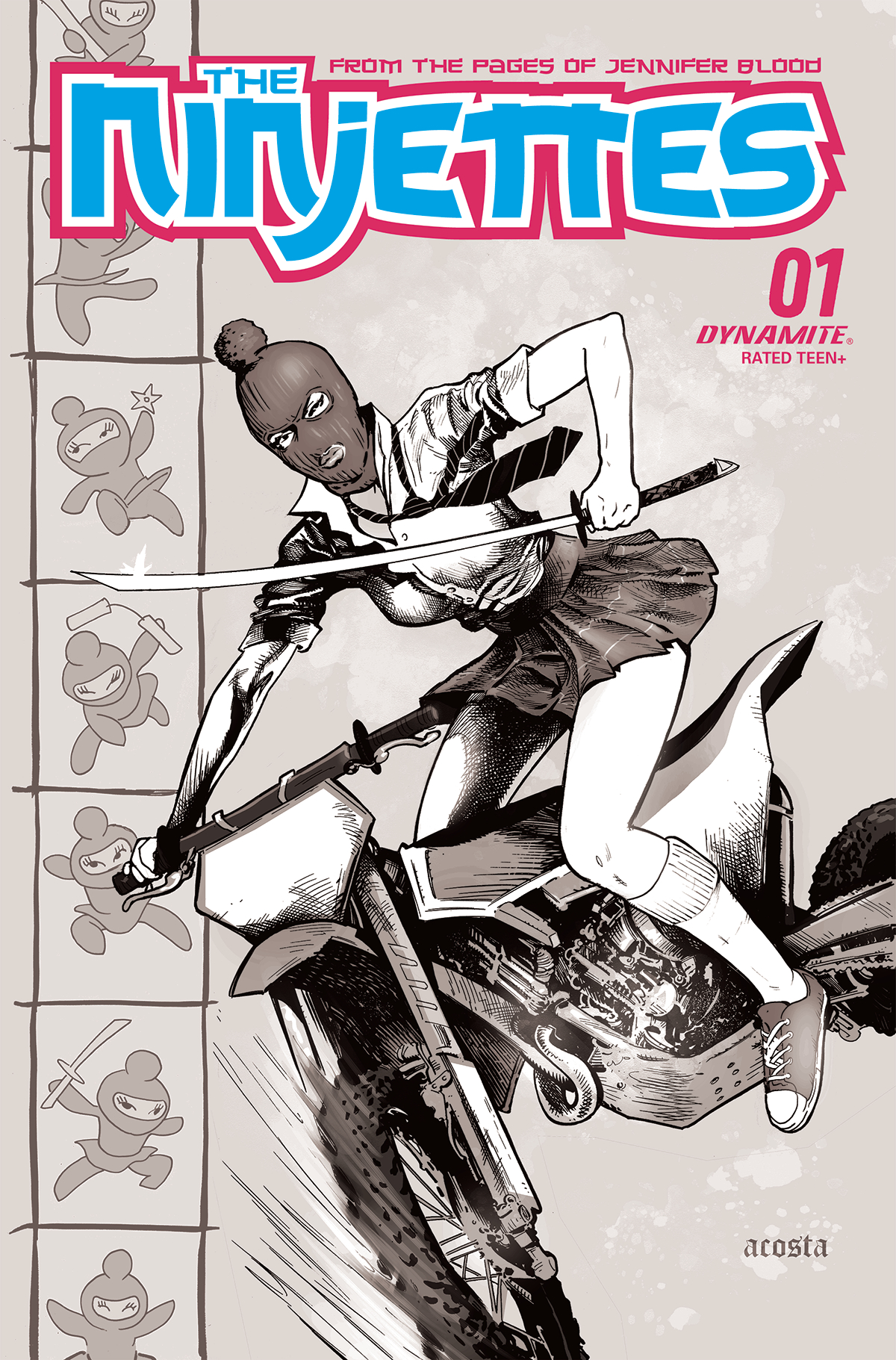 Ninjettes #1 Cover F 1 for 10 Incentive Acosta Black & White (Of 5)