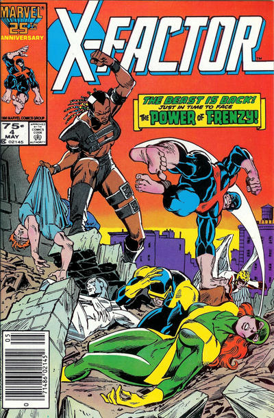 X-Factor #4 [Newsstand]-Very Good (3.5 – 5) 1st Appearance of Frenzy, A Powerful Female Mutant