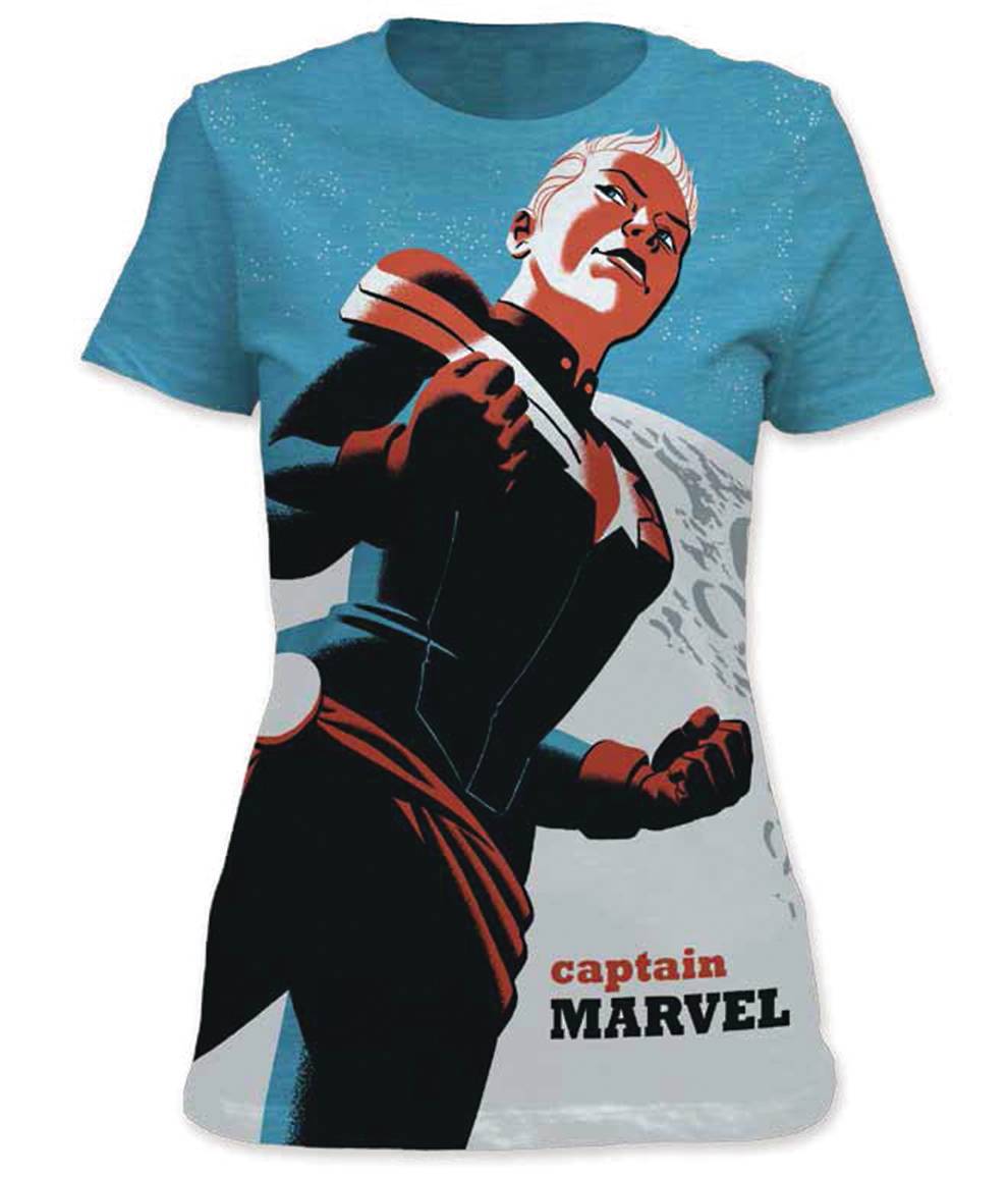 Captain Marvel Michael Cho Px Fitted T-Shirt Large