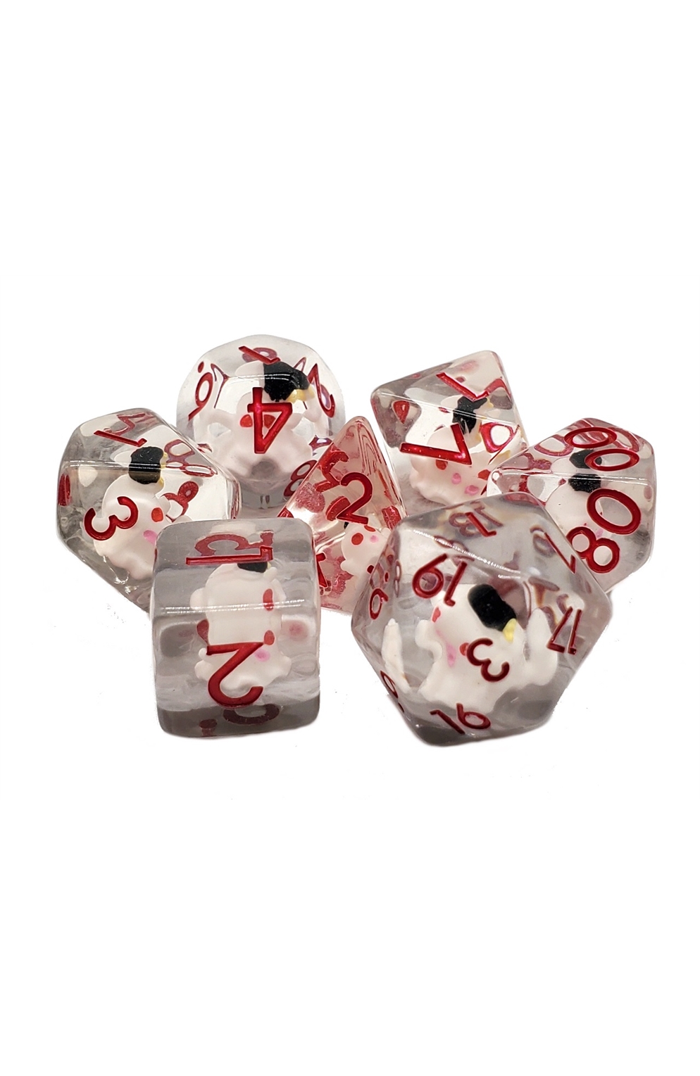 Old School 7 Piece Dnd Rpg Dice Set: Infused - Ghost - White