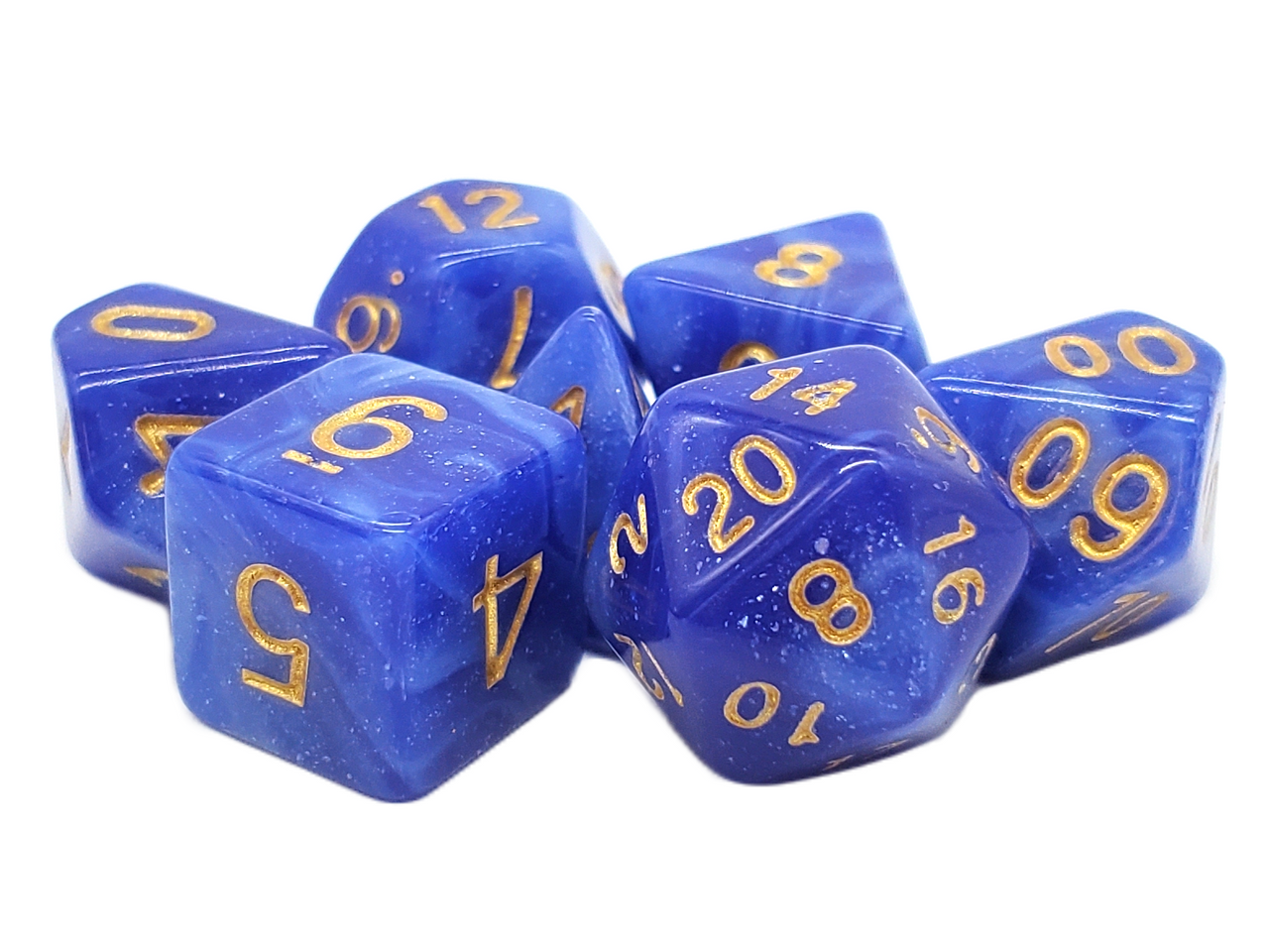 Old School 7 Piece Dnd RPG Dice Set Galaxy - Blue & White