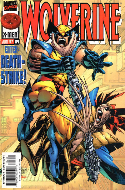 Wolverine #114 [Direct Edition - 50/50 - Orange Background]-Near Mint (9.2 - 9.8)