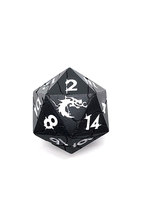 Old School Dnd Rpg Metal D20: Orc Forged - Matte Black W/ White Osdmtl-12820