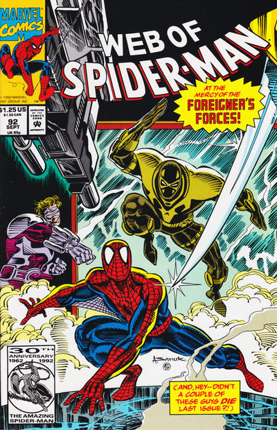 Web of Spider-Man #92 [Direct](1985)-Very Fine (7.5 – 9)