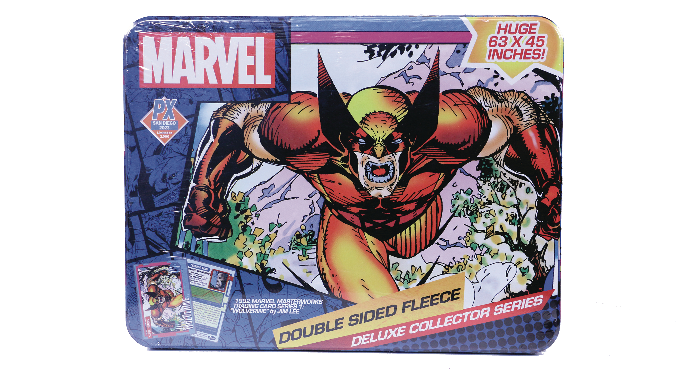 San Diego ComicCon 2023 Marvel Wolverine Card Deluxe Fleece Blanket Tin