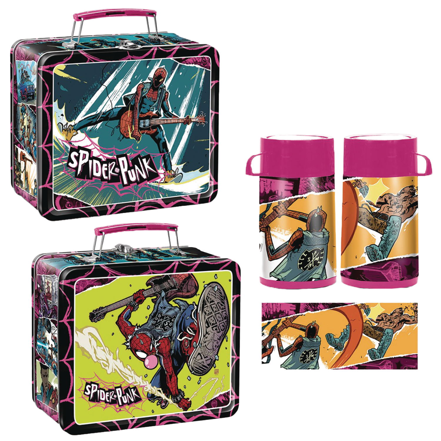 San Diego ComicCon 2024 Tin Titans Spider Punk Lunch Box with Beverage Container