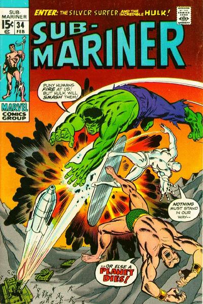 Sub-Mariner #34-Good, 1/2 Inch Tear Through Book, Sub Crease