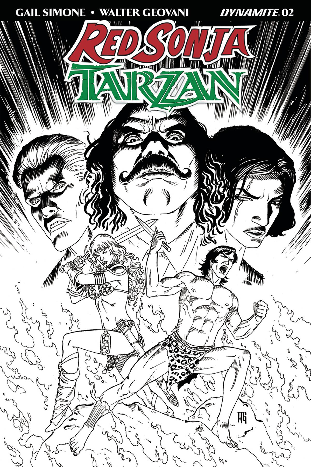 Red Sonja Tarzan #2 Cover E 1 for 10 Geovani Black & White Incentive