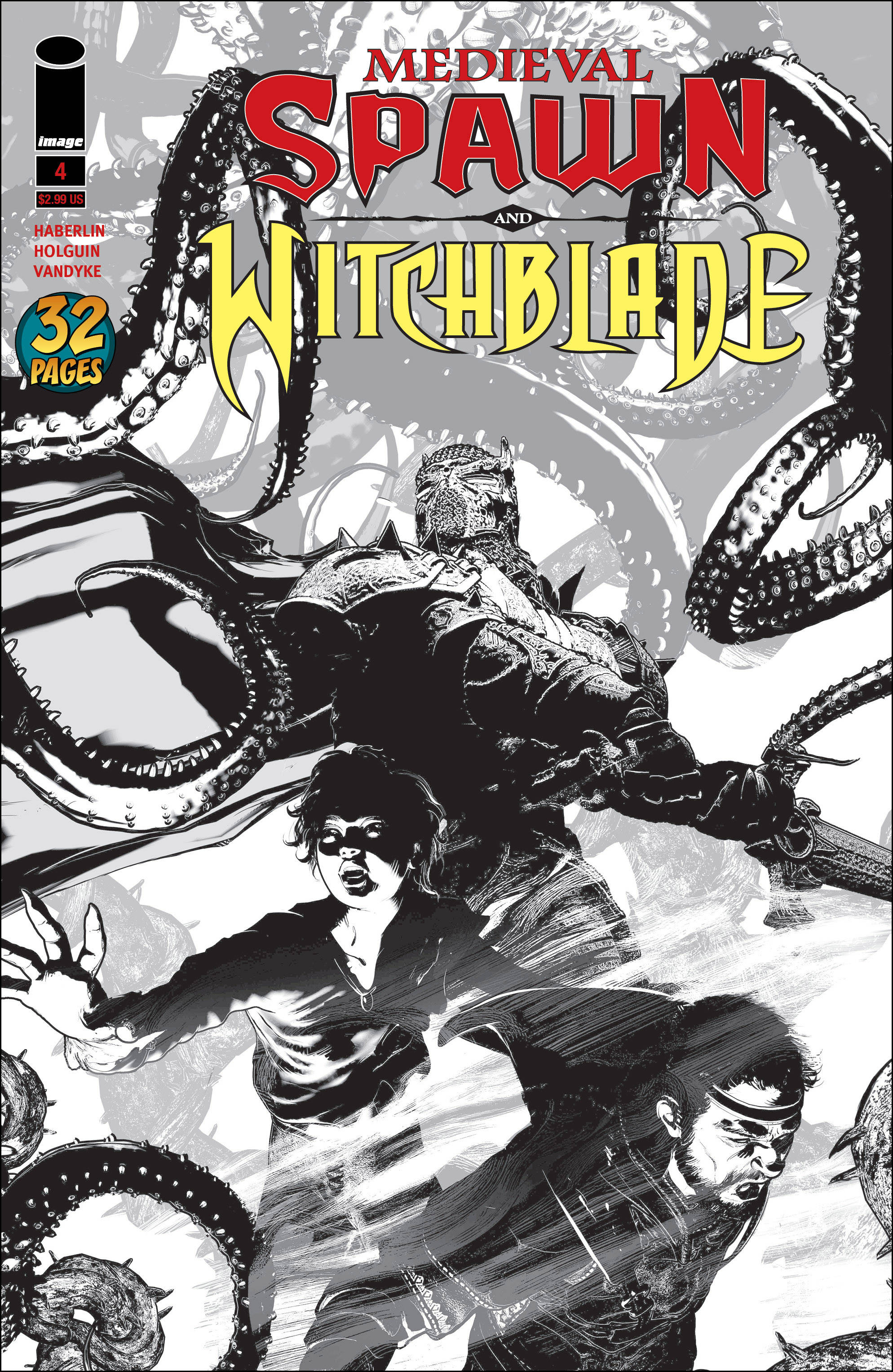 Medieval Spawn Witchblade #4 Cover B Haberlin Black & White (Of 4)
