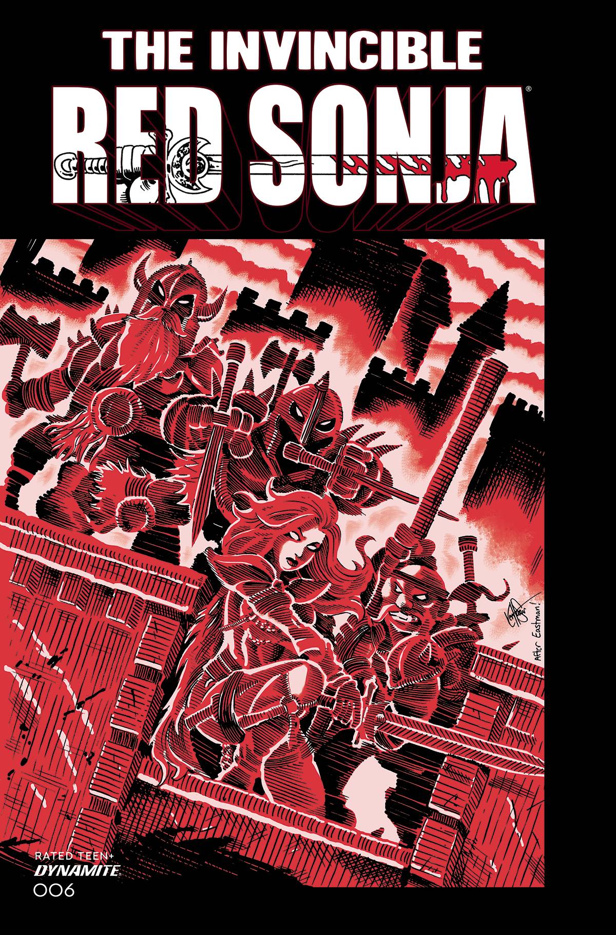 Invincible Red Sonja #6 Cover N Last Call Bonus Teenage Mutant Ninja Turtles Homage Haeser