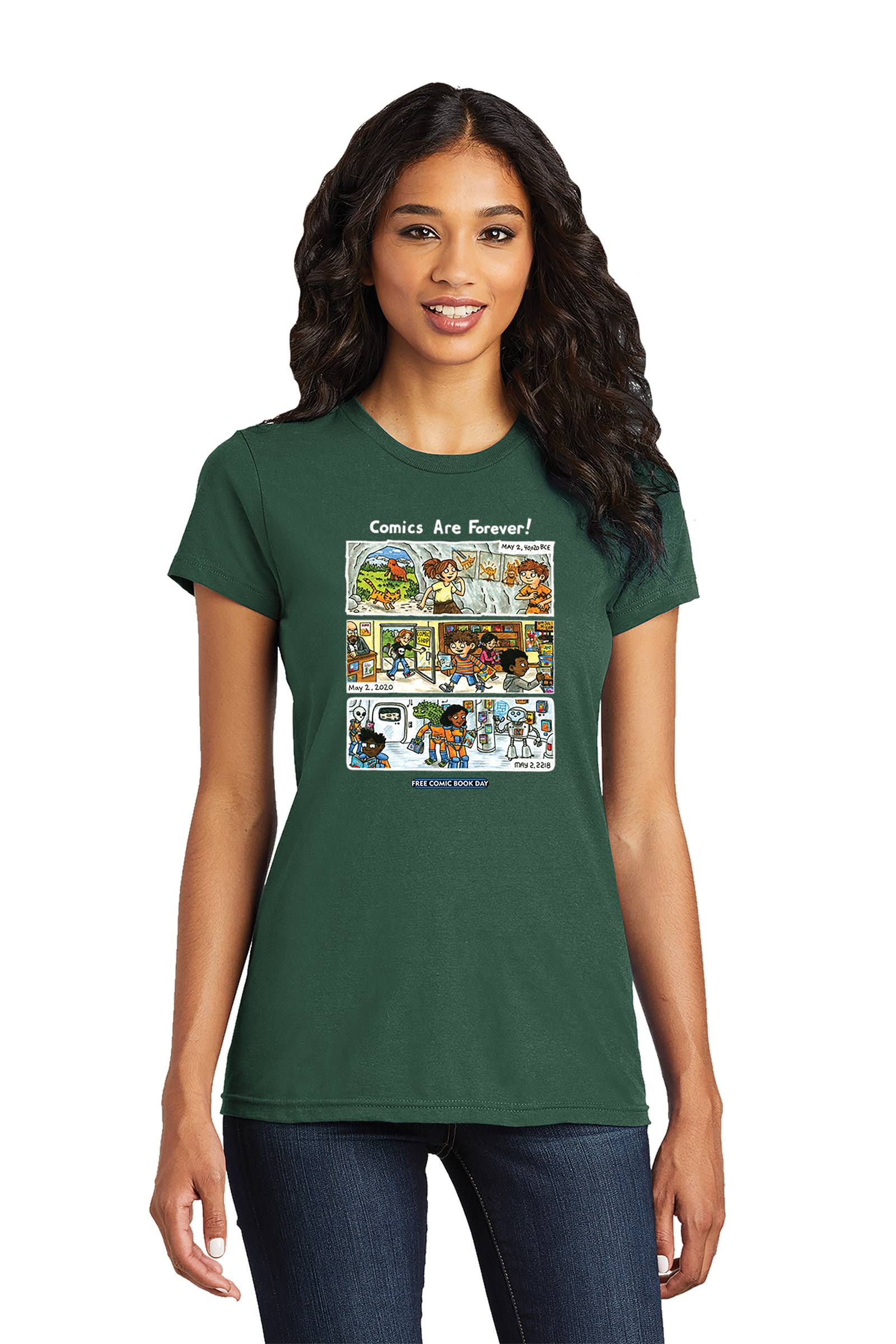 FCBD 2020 Comm Artist Brown Women Forest Green T-Shirt Large